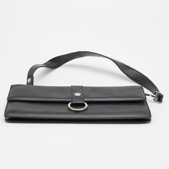 BURBERRY Black Leather Flap Shoulder Bag - Picture 6 of 8
